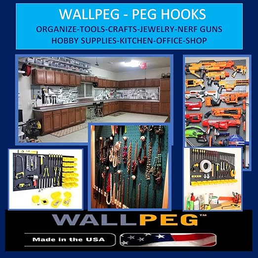 WallPeg Made in USA Pegboard Panels Garage Organization - Wall Storage Kit (PB-2 B) (2) ea - 24" x 16" Peg Board Tool Organizer Panel Set - Garage Organizer Kit