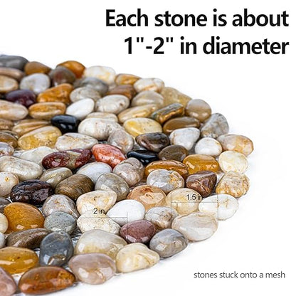 6 PCS River Rock Stepping Stones Outdoor, 12Inch Hexagon Pavers Pebbles Polished Gravel for Garden Walkway