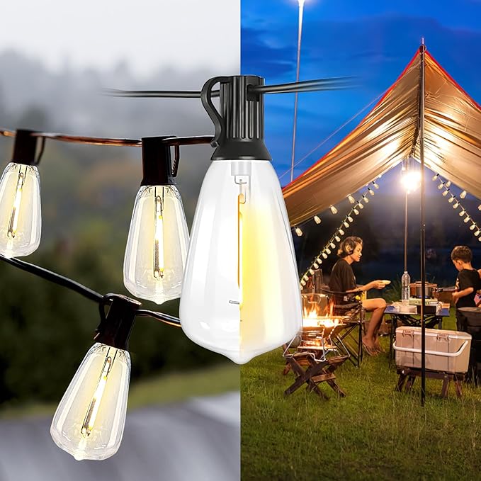 200FT Solar String Lights Outdoor Waterproof, Solar Patio Lights with Remote Control & 60+2 Dimmable ST38 Edison Bulbs Shatterproof,Solar Powered String Lights for Outside Garden Backyard