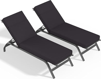 2 Pcs Chaise Lounge Cushions Outdoor, 80" L X 26" W X 4" D Lounge Chair Cushions for Outdoor Furniture, High-Density Foam Patio Chaise Cushion-Waterproof Fade-Resistant ThickPatio lounge chair cushion