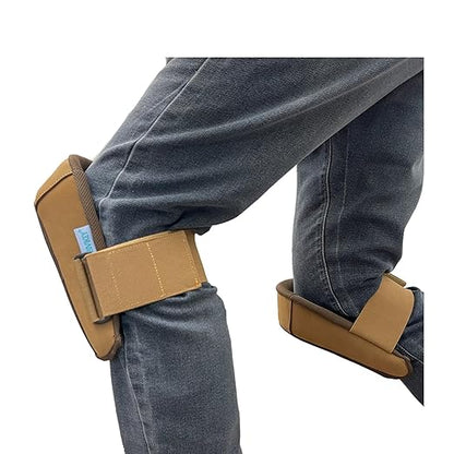 Knee Pads for Work | Made of Genuine Leather and Durable Rubber with Thick Foam Cushion and Adjustable Straps | Floor-Safe Anti-Slip Kneepads for Construction and Mechanical Repair Work Brown