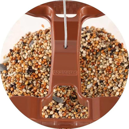 Jealoeur Bird Feeders for Outdoors Hanging Bird Feeder Wild Birds Seed, Brown 2 Pack B