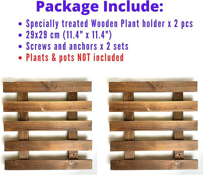 ShopLaLa Wall Planter - 2 Pack Wooden Hanging Succulent Wall Decor, Live Air Plants Orchids Wall Mounted Holder Frame Display for Indoor Outdoor, Living Plant Wall Decor Balcony Garden