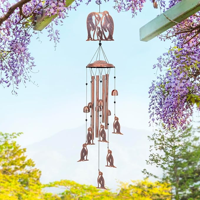 Penguin Wind Chimes for Outside,Penguin Gifts for Women Men/Memorial Gifts/Birthday Gift Metal windchimes Outdoors/Indoors,Garden Decor,Patio,Home,Porch,Yard Decorations