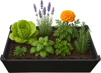 Raised Garden Bed - 2x4 ft Planter Box - Black HDPE - No Tools Needed - DIY Kit for Urban Gardening, Flowers, Herbs & Vegetables - Made in The USA