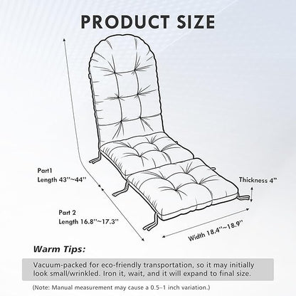 Adirondack Chair Cushion with Ottoman, Folding Adjustable Adirondack Seat Cushions, Waterproof Adirondack Patio Chair Pads for Garden, Deck, or Poolside, Small-Gray-2