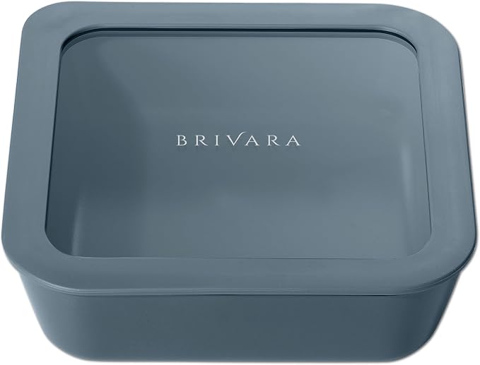 Glass Food Storage Container with Lid, 5-Cup Medium Square | Microwave-Safe Airtight Lid, Oven-Safe Ceramic-Coated Glass | Zero Plastic, No PFAS/PFOA/BPA, Reusable [Dusk]