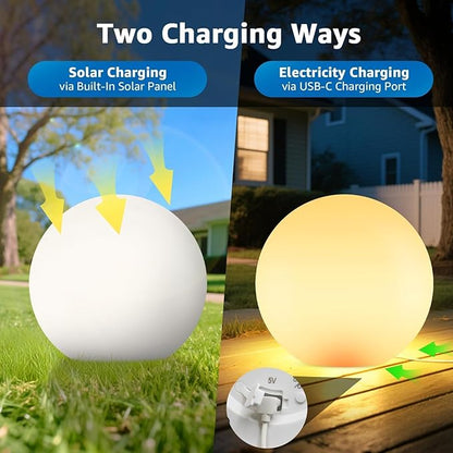 FUYO 16-inch LED Ball Lamp with Remote Rechargeable Waterproof, Glowing Globe Light 16 RGB Colors Orb Sphere for Indoor Outdoor Home Patio Pool Party Decor (White 16-inch)