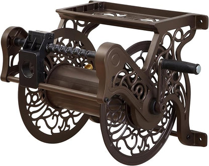 Liberty Garden 707-P Decorative Wall Mount Hose Reel with Plastic Guide, Bronze