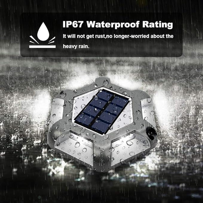 VOLISUN Solar Deck Lights Driveway Dock Lights, 12-Pack Waterproof Outdoor LED Aluminum Dock Lighting Warning Step Light for Driveway Sidewalk Garden Pathway Yard(Warm White+White,2 Colors in 1)