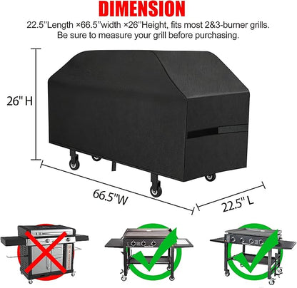 Griddle Cover, 36 Inch BBQ Gas Flat Top Grill Cover for Blackstone Grill, Waterproof, Anti-Uv, Rip-Proof, Fade Resistant Material, Outdoor Griddle Cover with Hook-and-Loop Straps, Black