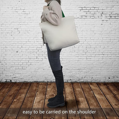 TOPDesign 2-Pack Canvas Tote Bags with Magnetic Snap, Reusable Grocery Shopping Bags, DIY Your Creative Designs