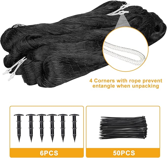 BSTPCOO Chicken Netting 25'x25' with 1" Mesh Nylon Bird Netting for Chicken Coop, Heavy Duty Poultry Net Bird Net for Garden Deer Fence for Fruit Tree