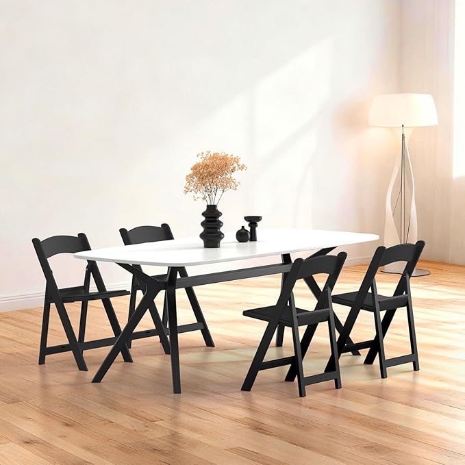 Nazhura Garden and Patio Folding Chair Set of 4 for Events and Wedding, Lightweight with Padded Seat, Water-Proof, Double Braced Frame, Non-Slip Feet, 900LB Capacity (Black)