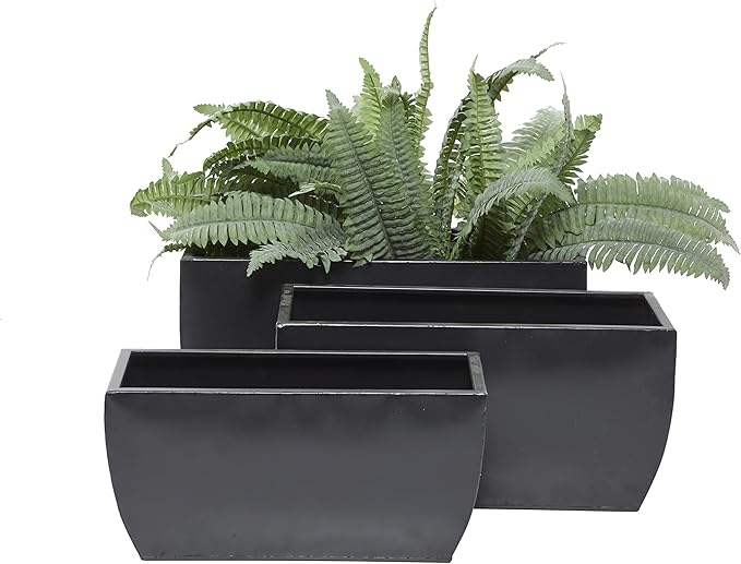 CosmoLiving by Cosmopolitan Metal Indoor Outdoor Planter, Set of 3 20", 18", 16"W, Black