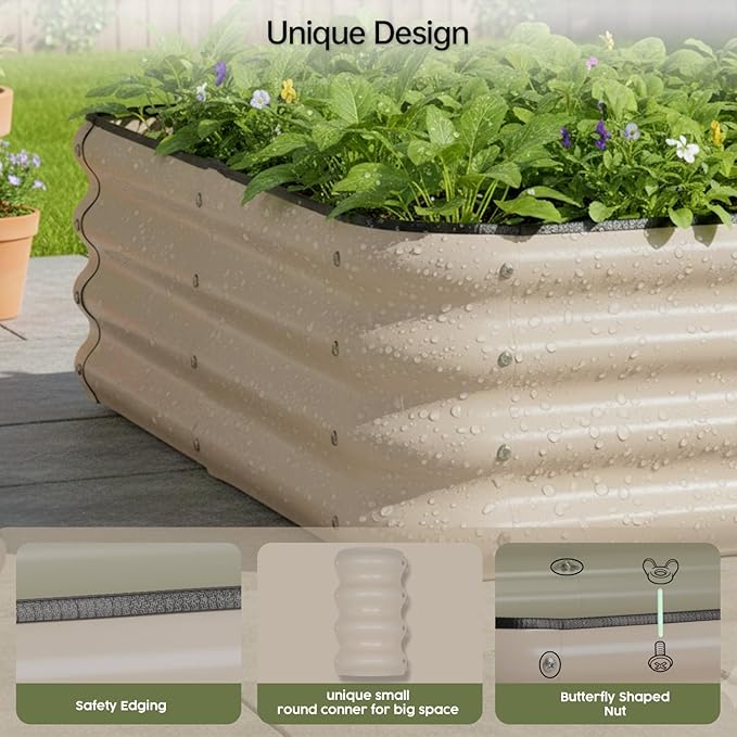 Pop up Tunnel Greenhouse Cover Plant Tent with 8x4FT Riased Garden Bed Set ,Raised Planter Box