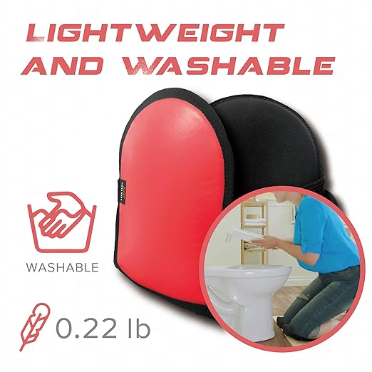 Replaceable Inner Cushion Knee Pads for Work, Super Soft Leather Knee Pads for Gardening, Cleaning, Construction, Flooring and Garage –Shorts Available, RED