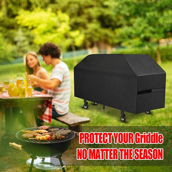 Griddle Cover, 36 Inch BBQ Gas Flat Top Grill Cover for Blackstone Grill, Waterproof, Anti-Uv, Rip-Proof, Fade Resistant Material, Outdoor Griddle Cover with Hook-and-Loop Straps, Black