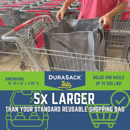 DURASACK Heavy Duty Storage Tote Bag 22-Gallon Rugged Woven Polypropylene Moving Bag, Reusable Self-Standing Design, Holds up to 500 Pounds, Pack of 4, Multicolored