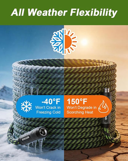 Garden Hose, Flexible Ultra Lightweight Durable, Kink-Free Water Hose with 10 Function Sprayer - Non-Shrinking, Easy to Store, All-Weather, High-Pressure (50FT)