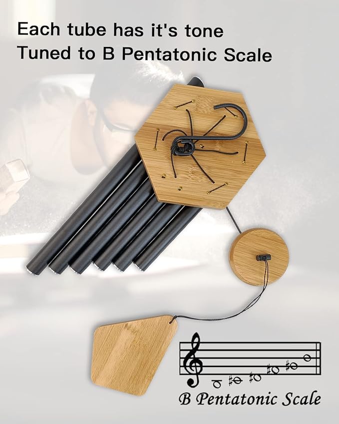 Wind Chimes Outdoor Deep Tone, 30 Inches Wind Chimes Outdoor, Memorial Wind Chimes with Hook as Gifts for Mother's Day/Housewarming/Christmas, Patio, Garden, Yard, Home Décor. Black