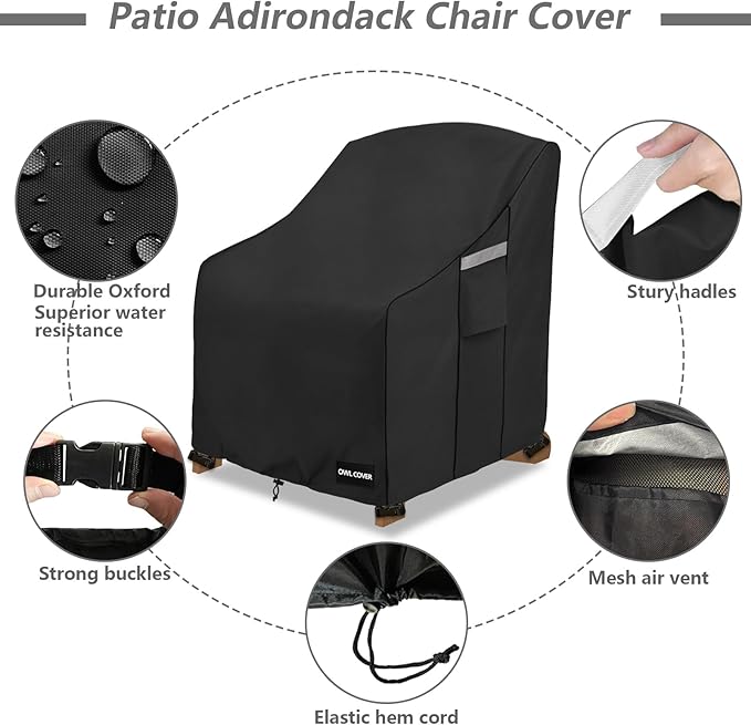 Outdoor Chair Covers 32" W x 35" D x 36" H,600D Heavy Duty Waterproof Patio Chair Cover,Outdoor Furniture Covers for Lawn/Garden Chiar,Black