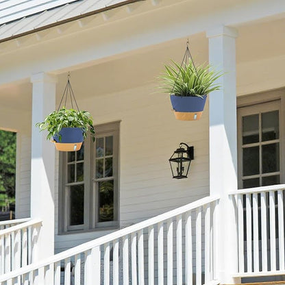 ZMTECH 12 Inch Hanging Planters for Indoor Plants, 1 Pack Self Watering Hanging Planter with Visual Reservoir, Hanging Pots for Plants Outdoor with Drainage Hole and Plant Hanger(1 Pack, Blue)