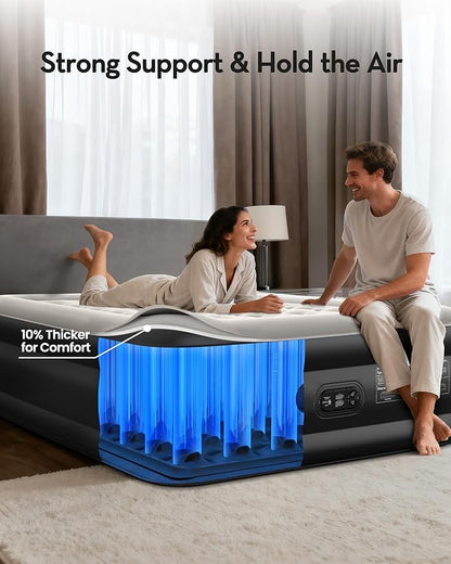 OhGeni 20" Queen Air Mattress (1-Pack) with Built in Pump, Inflatable Blow Up Bed, Upgraded Air Column Support for Enhanced Stability, Raised Height for Easy Entry & Exit, 650 lbs Capacity