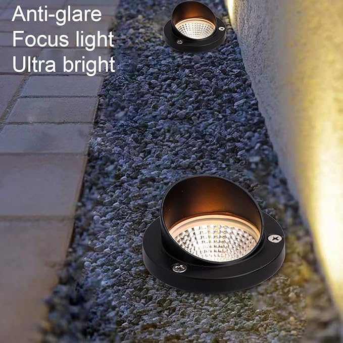 LED Low Voltage Landscape Light,12-24V AC/DC Shielded In-Ground Light IP67 Waterproof 3000K Paver Well for Pathway (2 Pack)