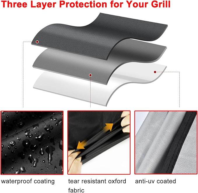 Grill Cover, 65-Inch BBQ Grill Cover Heavy Duty Waterproof UV Resistant Tear Resistant for Outdoor Grill, Compatible for Nexgrill Brinkmann Weber Dyna-glo