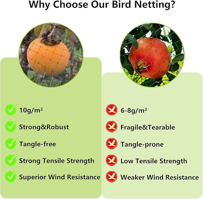 Bird Netting, 13x33FT Garden Netting for Fruit Trees Plants Strawberry Blueberry Bush Protection Anti Birds, Deers, Squirrels and Other Animals