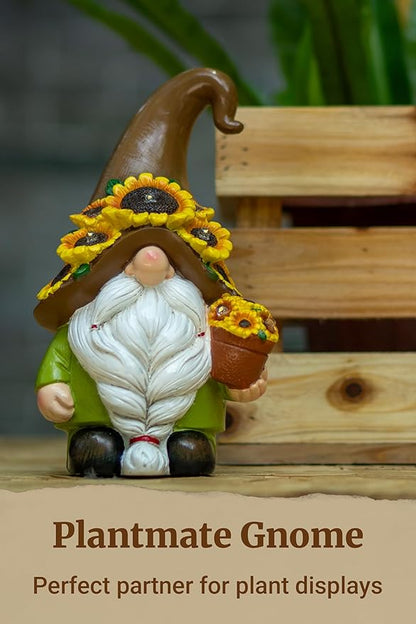 Solar Garden Gnome Statue, 7.67 Inch Resin Gnome Outdoor Decor for Yard, Backyard, Patio, Porch, Lawn; Garden Decor, Gnome Gifts, Birthday Gifts for Grandma Mom Women