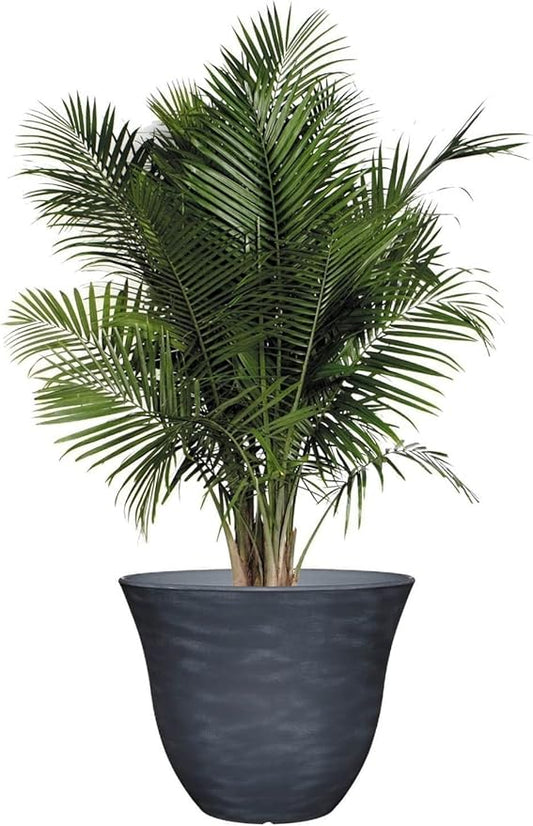 Classic Home and Garden Indoor/Outdoor Round Honeysuckle Resin Flower Pot Planter, Zinc Grey, 15" (Pack of 2)