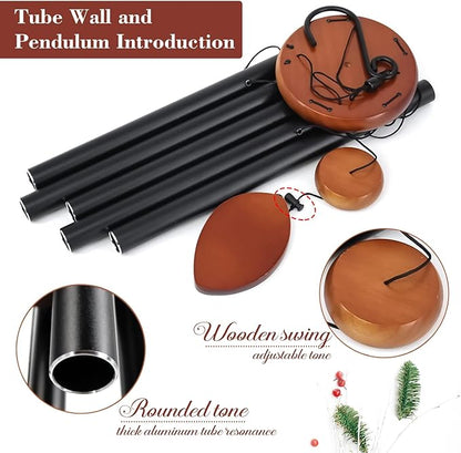 ASTARIN 36" Large Wind Chimes Outdoor – Deep Tone Memorial WindChimes with 5 Tuned Aluminum Tubes, Heavy-Duty Metal Wind Chime for Garden, Patio, Yard, Sympathy & Funeral Gift (Black)
