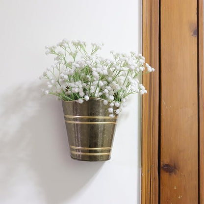 Hosley Set of 2 Zinc Finish Wall Planter with PVC Linner 6.25" L x 4" W x 10" H, Ideal Gift for Floral ArrangementsWedding Home Office Party DIY Indoor Outdoor Garden Patio