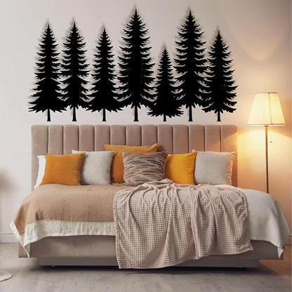 lunwall Metal Pine Tree Wall Art, Metal Forest Wall Art, Pine Branch Wall Decor, Christmas Tree Wall Decor, Forest Wall Hanging, Nature Lover Gift (Style 1, 69" W x 37" H / 175 x 95 cm)
