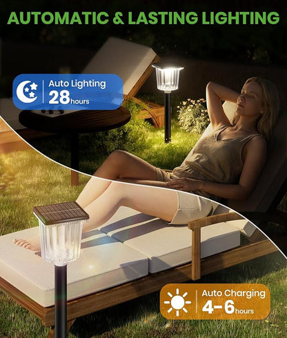 BITPOTT Super Bright Solar Pathway Lights 12 Pack, Adjustable Warm & Cold Solar Lights Outdoor Waterproof IP65, Auto On/Off, Outdoor Decor Light for Garden, Landscape, Path, Yard, Patio, Driveway