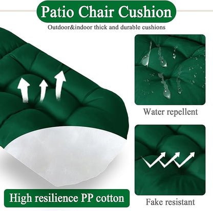 Adirondack Chair Cushion, Waterproof Outdoor Seat Cushions for Patio Furniture, Thick High Back Replacement Pad for Porch Lawn Wicker Dining Desk Chair, Rocking Chair Cushion, Emerald