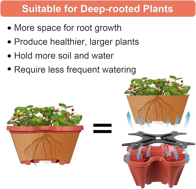 GameXcel Vertical Planter Tower- 6 Tier Stackable Garden Planter with Wheels and Tool Set – Grow Strawberries Herbs Flowers and Vegetables - Indoor Outdoor Use Red
