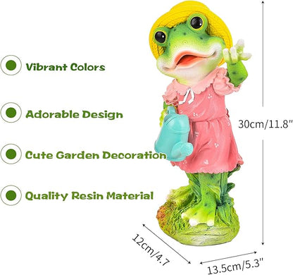 Sungmor Frog Garden Statue Outdoor Decor, Resin Hard-Working Frog Holding Watering Can Figurine, Funny Frog Couple Statues for Yard Porch Lawn Decoration, Home Office Frog Ornaments