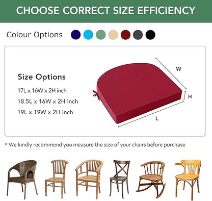 Outdoor Chair Cushions Set of 2: Waterproof & Fade Resistant Patio Furniture Cushions - 18.5 x 16 x 2 Inch Non Slip Round Corner Seat Cushion Pads with Removable Cover for Garden Yard Lawn, Burgundy