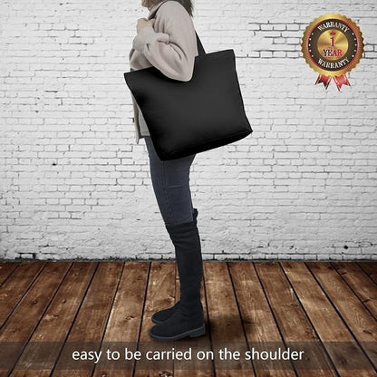 TOPDesign 6-Pack Canvas Tote Bags with Magnetic Snap, Reusable Grocery Shopping Bags, DIY Your Creative Designs