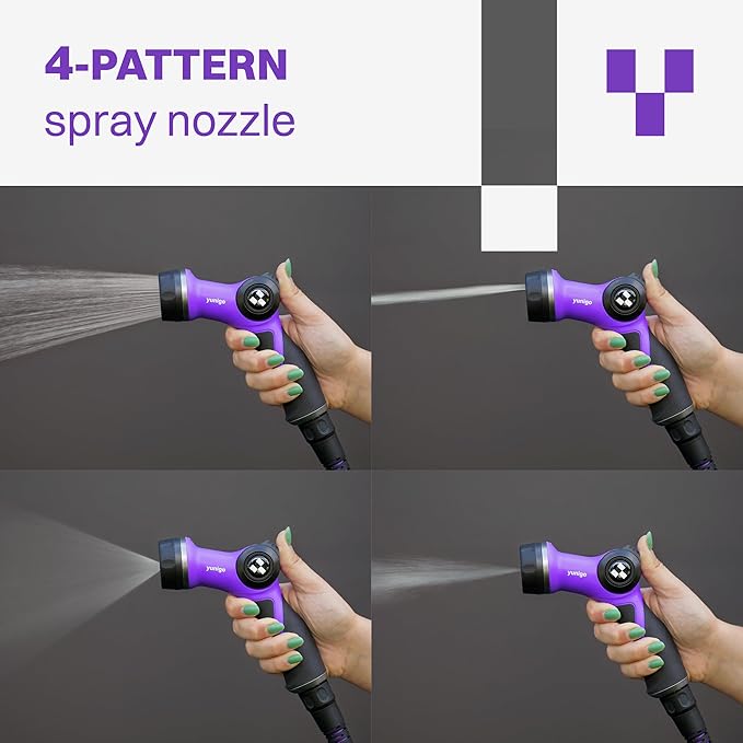 RELAX 100ft Expandable Purple Garden Hose – Lightweight No-Kink Design with Durable Aluminum Couplings, Spray Nozzle & Hose Mender for Home & Garden Watering