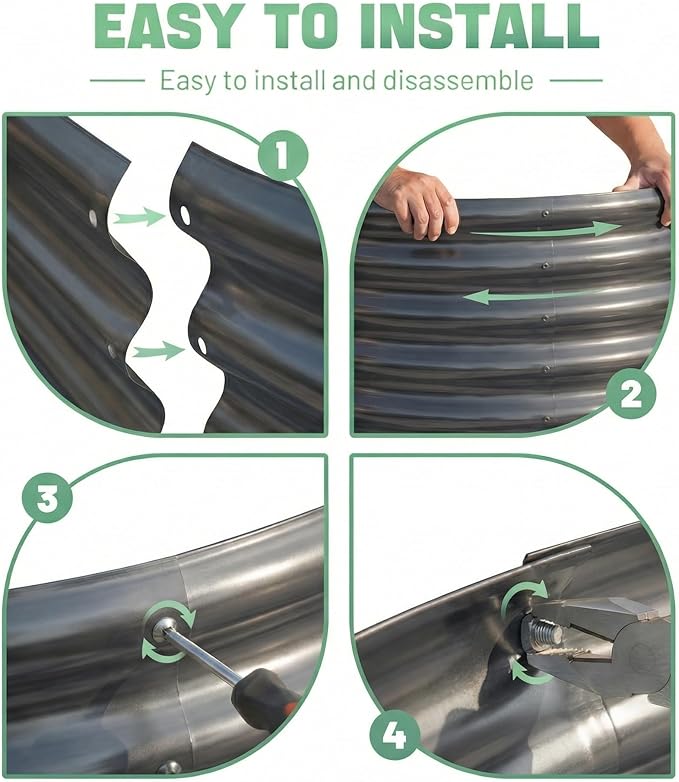 AHEONLAR 3 Pack 6×3×1ft Galvanized Raised Garden Bed, Oval Durable Planter Boxes Outdoor for Vegetables, Fruits, Flowers and Plants, Quick Assembly, Grey