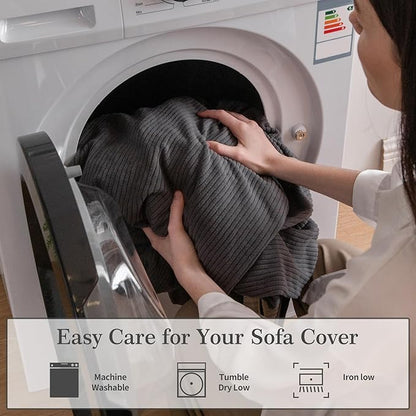 OHSIO Sectional Couch Covers, Wear Resistant Stretch Sofa Covers Washable Soft Couch Cushion Covers Anti Slip Furniture Protector Sofa Slipcovers for Pets (1 Piece Chair Cover, Dark Gray)