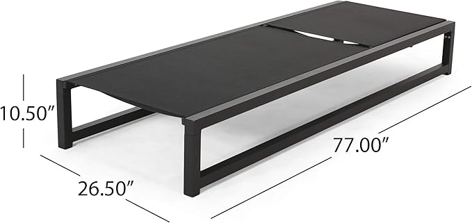 Christopher Knight Home Vivian Outdoor Aluminum Chaise Lounge with Mesh Seating (Set of 2), Black