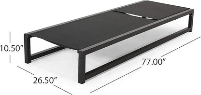Christopher Knight Home Vivian Outdoor Aluminum Chaise Lounge with Mesh Seating (Set of 2), Black