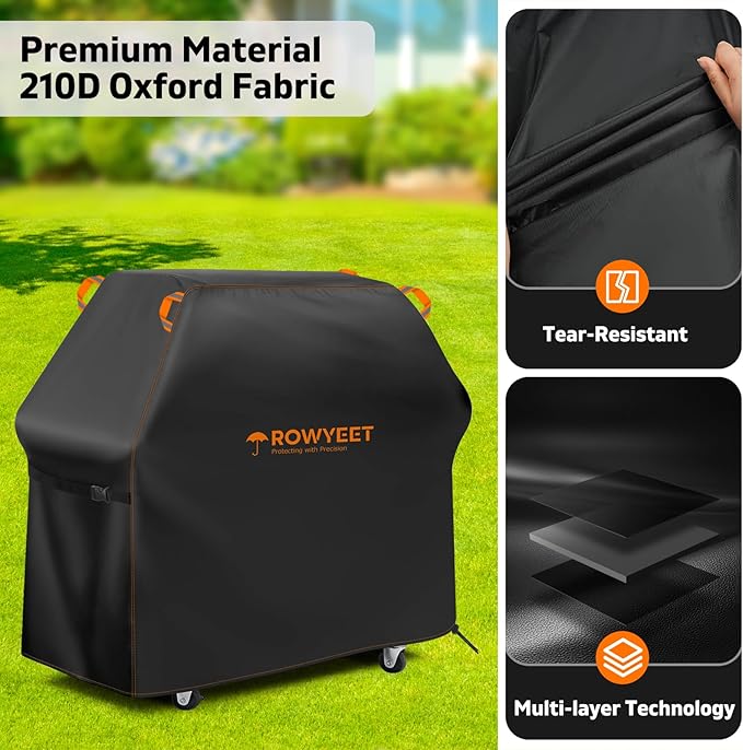 Grill Cover for Outdoor Grill, Universal Fit Oxford Waterproof BBQ Cover for Outside, Anti-UV Barbecue Gas Cover with Adjustable Hem for Weber, Nexgrill, Expert Grill and More (53" - 58")