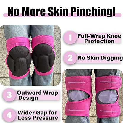 Women' s Work Knee Pads for Gardening Cleaning Flooring, Thick Padded Foam Knee Pads for Large Legs, Comfortable Female Knee Protectors for Kneeling on Hard Concrete Tile Floors, Pink Extra Large