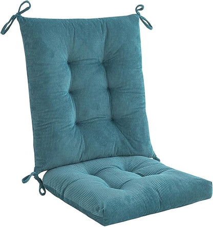 Outdoor Patio Cushion, Rocking Chair Cushion, Tufted Pads, Set of Upper and Lower with Ties Pack of 2 (2 Sets) - Back 20"×17", Seat 17"×17" (Blue)